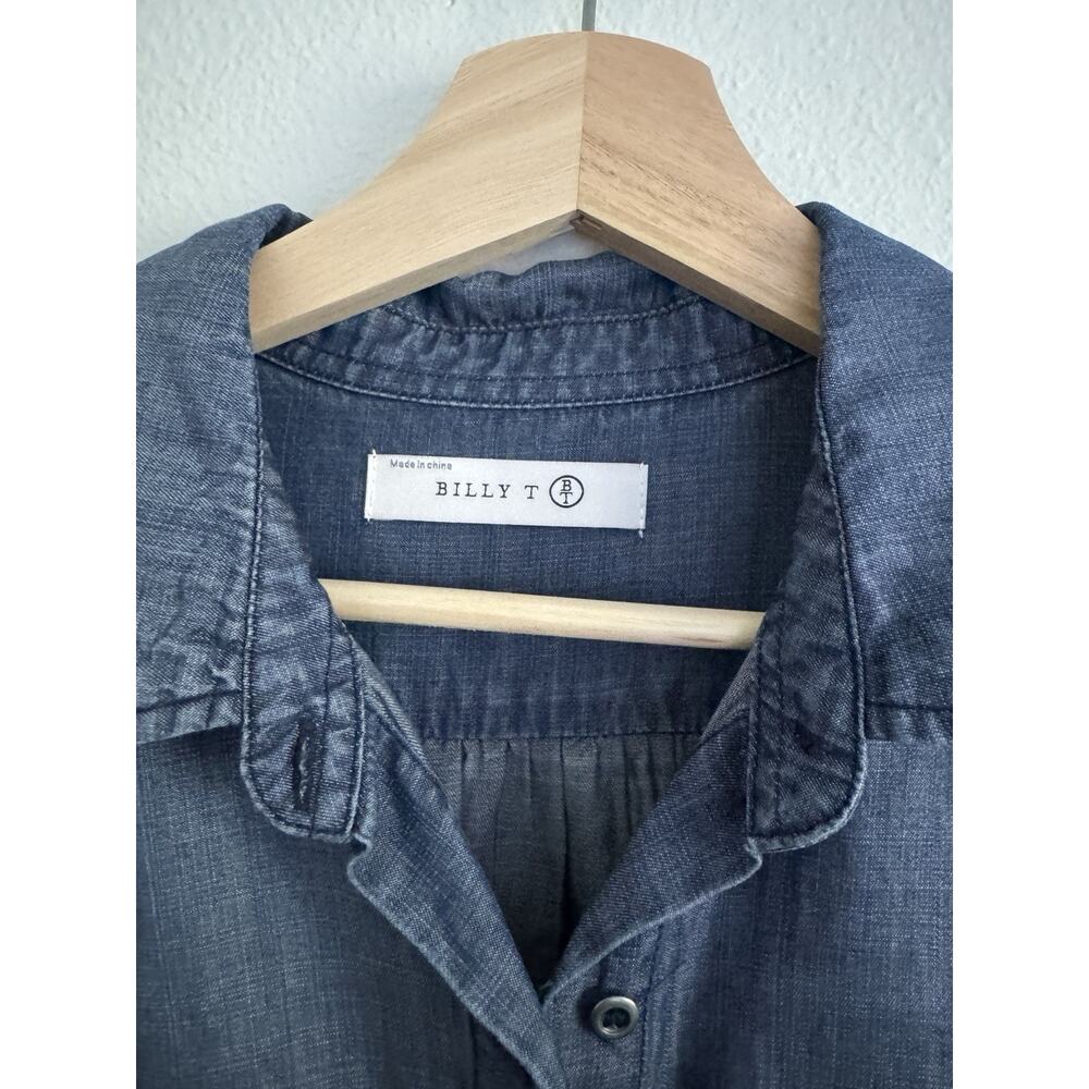Billy T Women’s Denim Button Up Puff Sleeve Blouse Size Small Boho Chic Casual - Picture 5 of 10